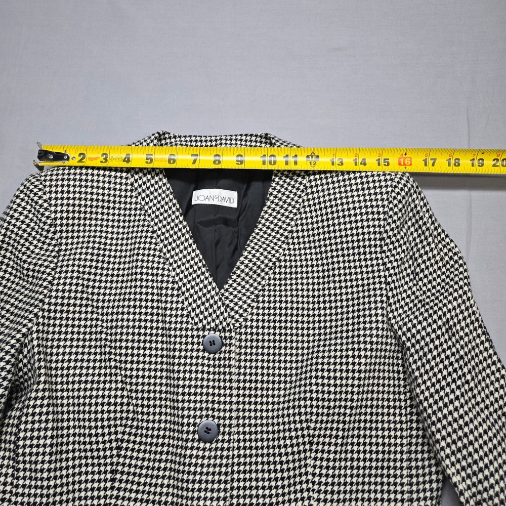 Vintage JOAN & DAVID Houndstooth Cropped Blazer 100% Lambswool Made in Italy - Picture 7 of 15